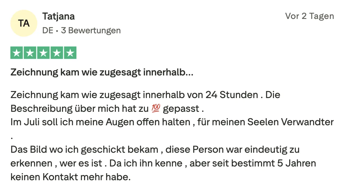 Trustpilot Review einer Kundin: 5 Sterne