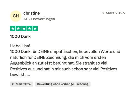 Trustpilot Bewertung einer Kundin, 5 Sterne